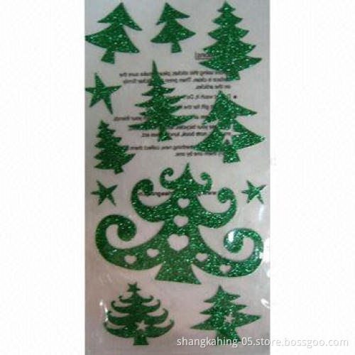 Glitter Sticker, Made of PVC and Glitter, Various Designs and Glitter Colors Available